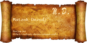 Matzek Dezső névjegykártya