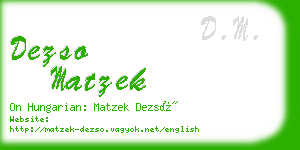 dezso matzek business card